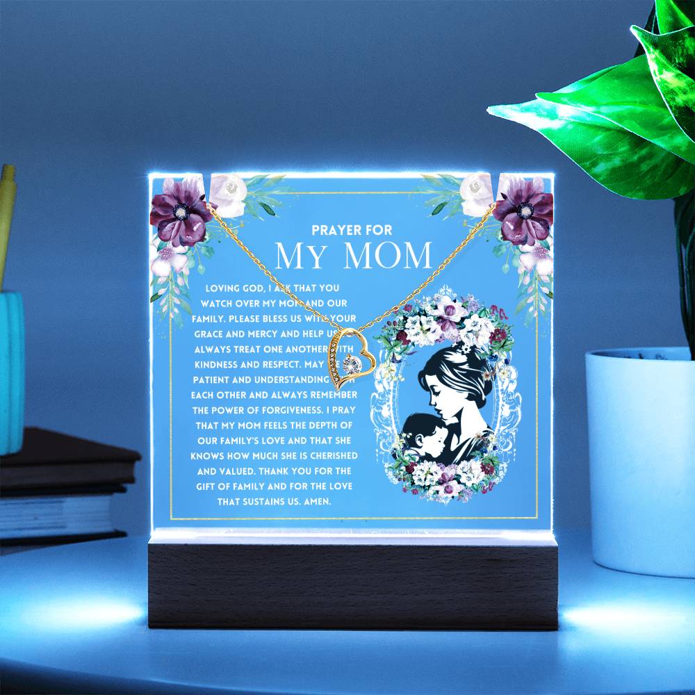 JGF Jewelry Gifts For Family I Love My Mommy A Prayer For My Mom Plaque From Daughter and Son with Heart Link Chain Pendant Charm Necklace