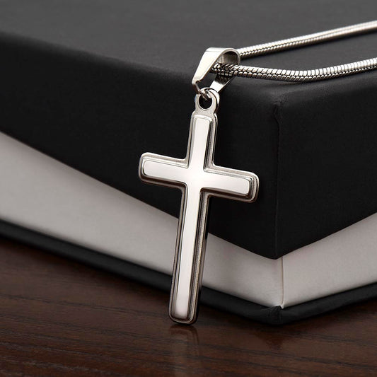 JGF Jewelry Gifts for Family Men In Their 40s Dad Gifts From Daughter Long Distance Cross Necklace Silver