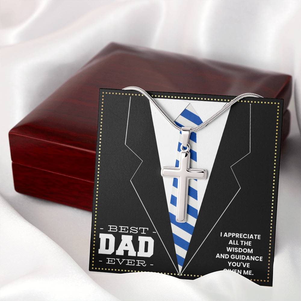 JGF Jewelry Gifts for Family Silver Cross Necklace For New Dad Gifts For Men Before Birth