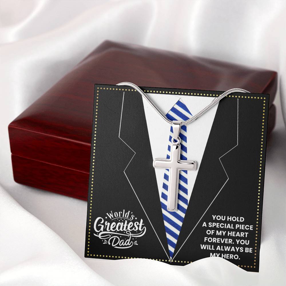 JGF Jewelry Gifts for Family I Love My Dad Gifts Cross Necklace For Men Stainless Steel