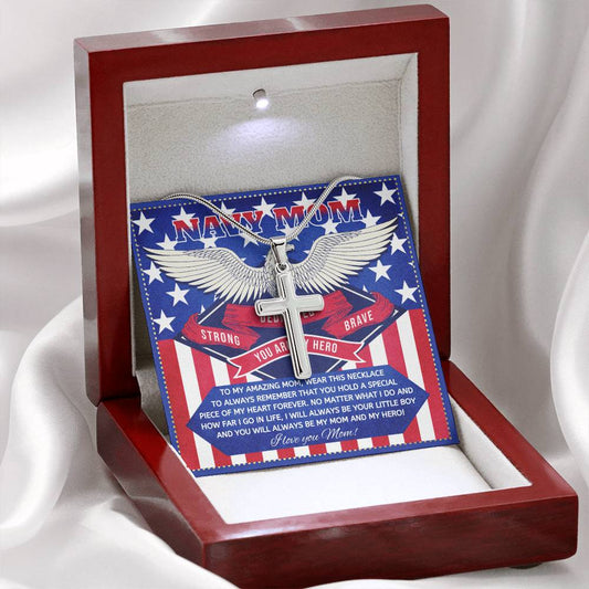 JGF Jewelry Gifts for Family US Navy Mom Gifts From Son and Daughter Cross Necklace For Boys