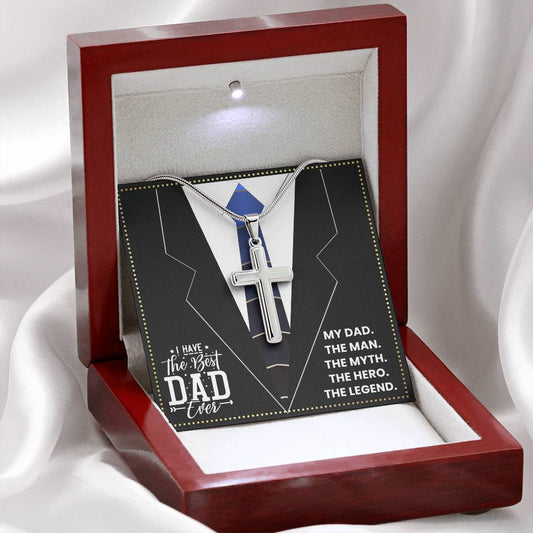 JGF Jewelry Gifts for Family Silver Cross Necklace For Dad From Son And Daughter