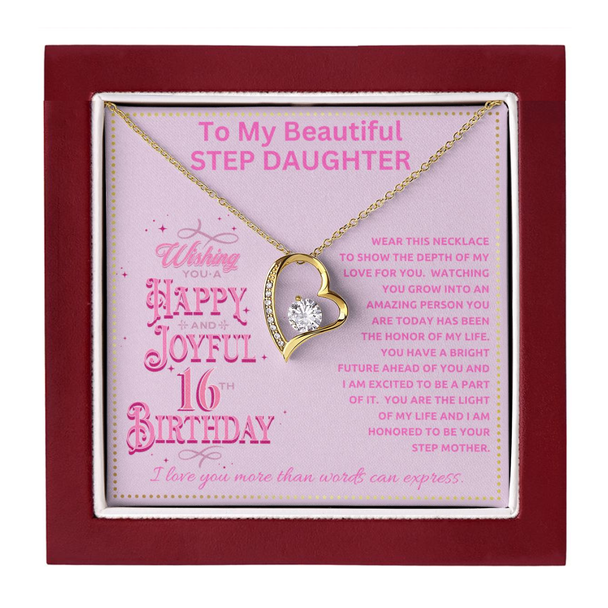 JGF Jewelry Gifts for Family Happy Birthday Step Daughter Card From StepMom