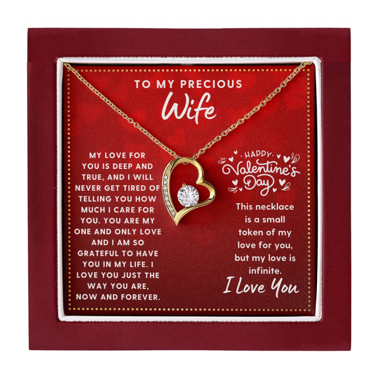 JGF Jewelry Gifts for Family To My Wife - Valentine's Day Forever Love Necklace