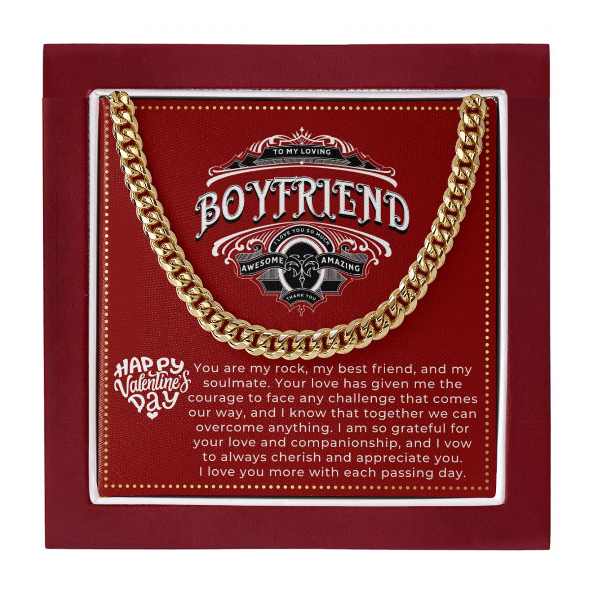 JGF Jewelry Gifts for Family Happy First Valentines Day Card for Boyfriend