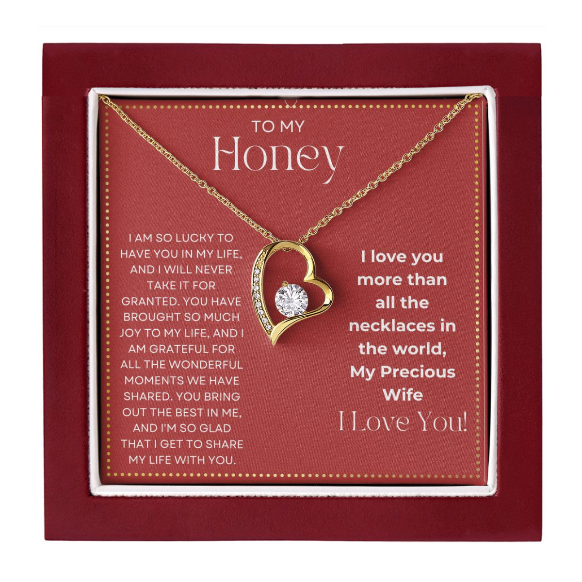JGF Jewelry Gifts for Family To My Honey Gifts I Love My Wife