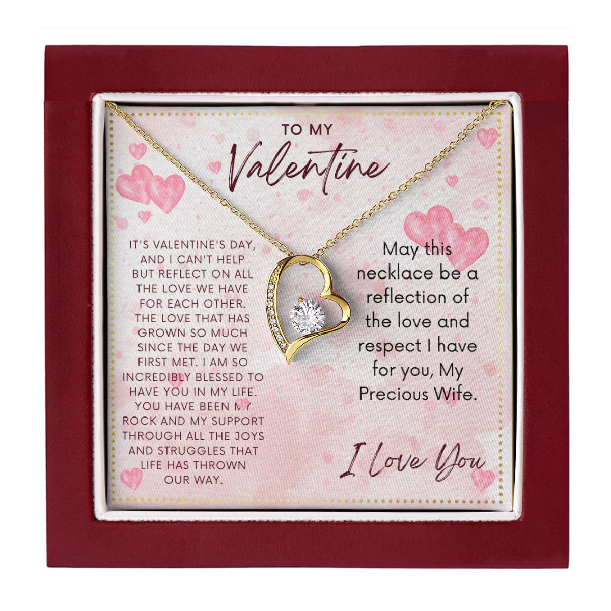 JGF Jewelry Gifts for Family Simple Heart Valentine Cards For My Precious Wife