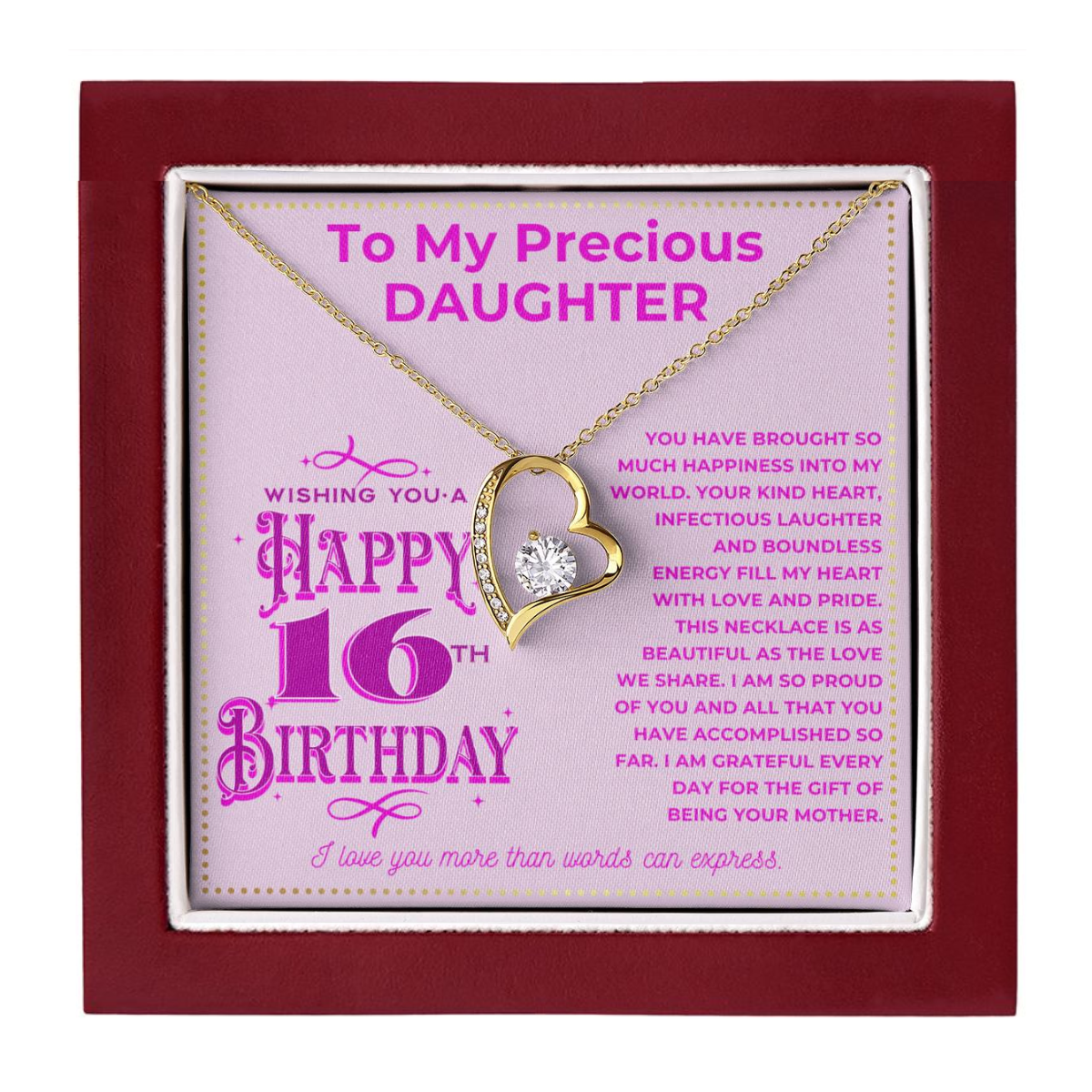 JGF Jewelry Gifts for Family Sweet 16 Birthday Card For Daughter From Mom