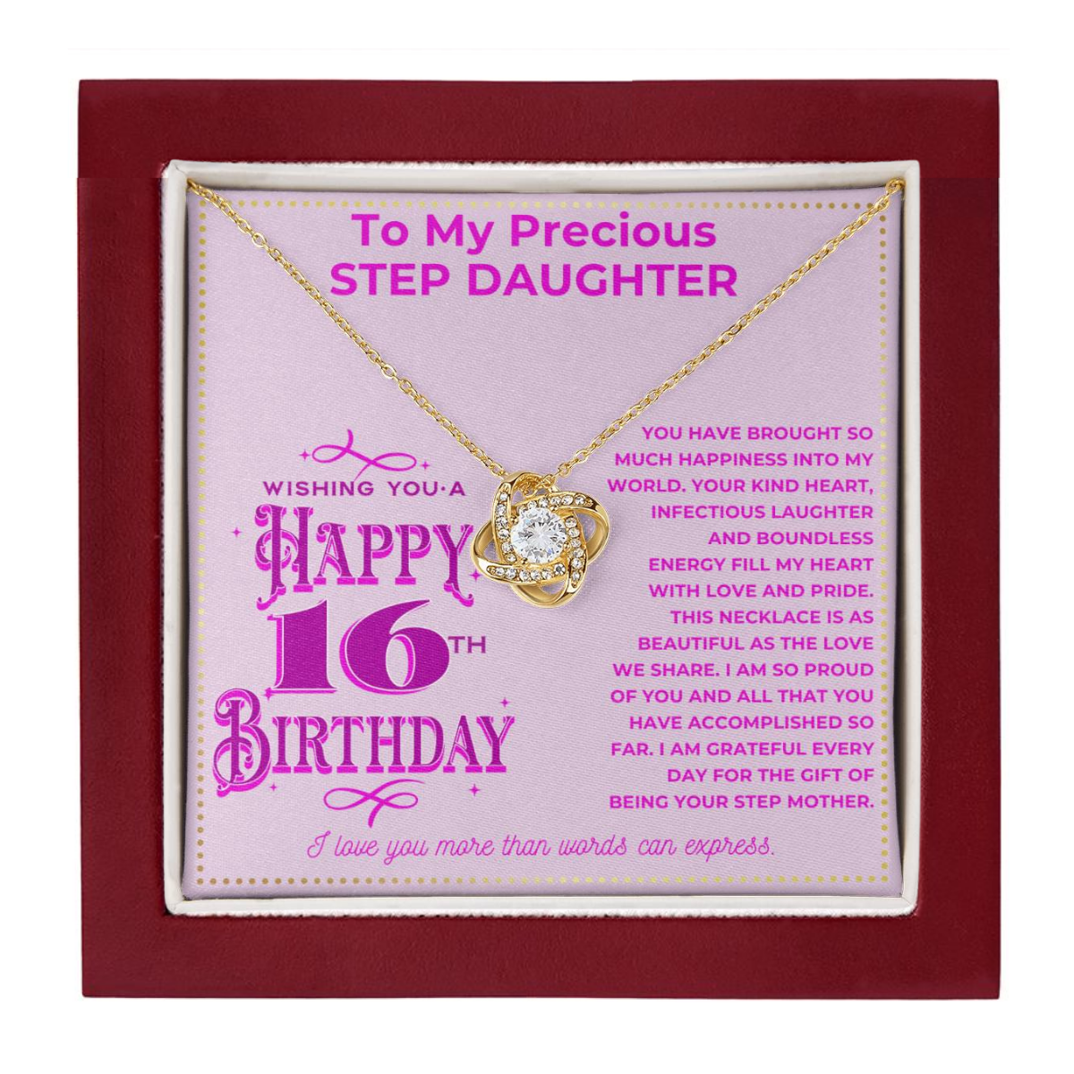 JGF Jewelry Gifts for Family Step Daughter Sweet 16 Birthday Card