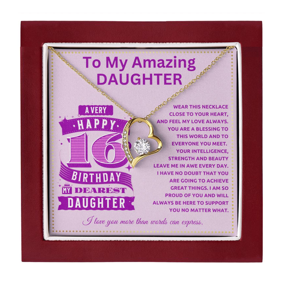 JGF Jewelry Gifts for Family Sweet 16 Birthday Card Gifts for Sixteen 16th To My Daughter