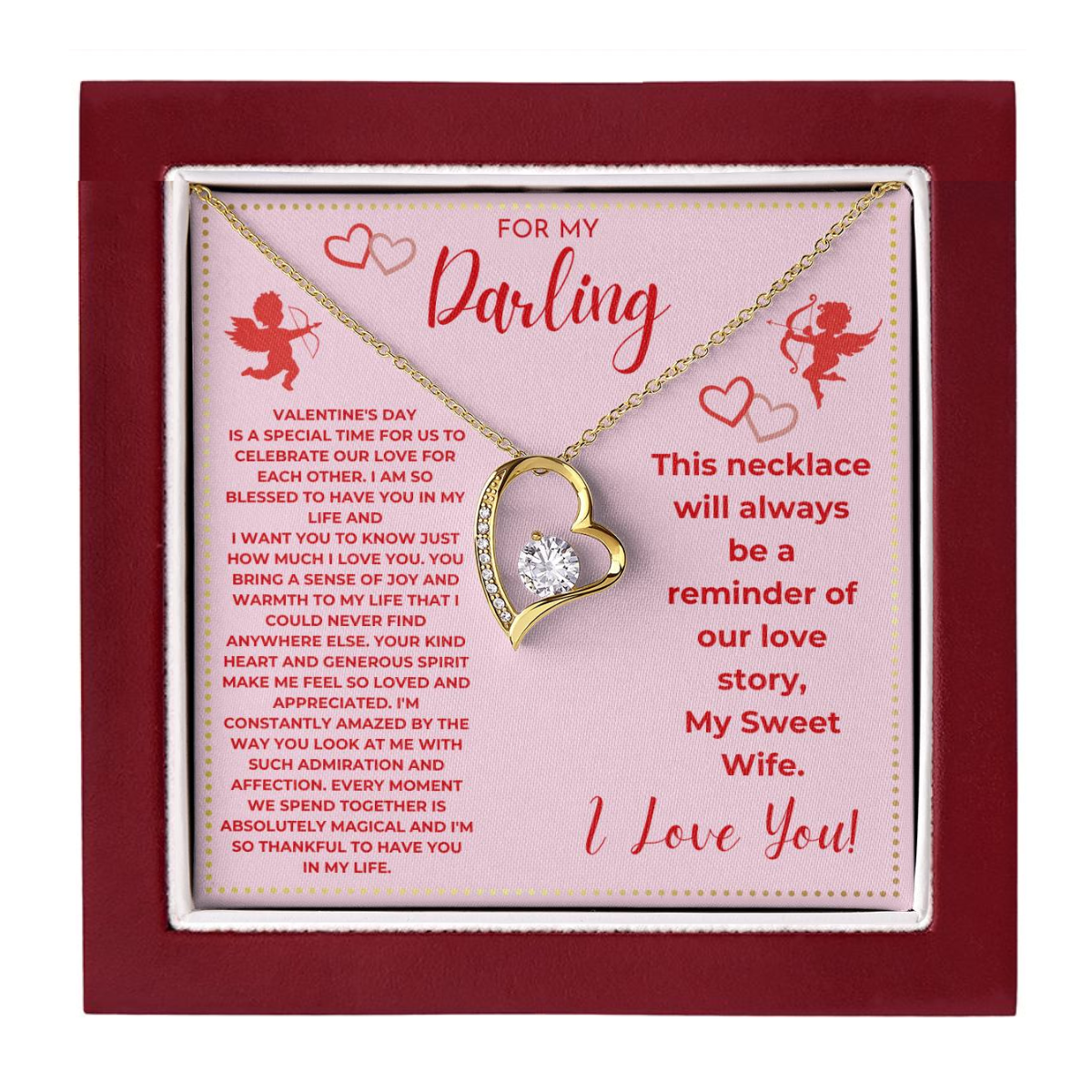 JGF Jewelry Gifts for Family To My Beautiful Wife Heart Necklace