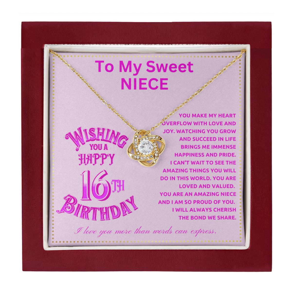 JGF Jewelry Gifts for Family Happy 16th Birthday Card For Niece From Aunt