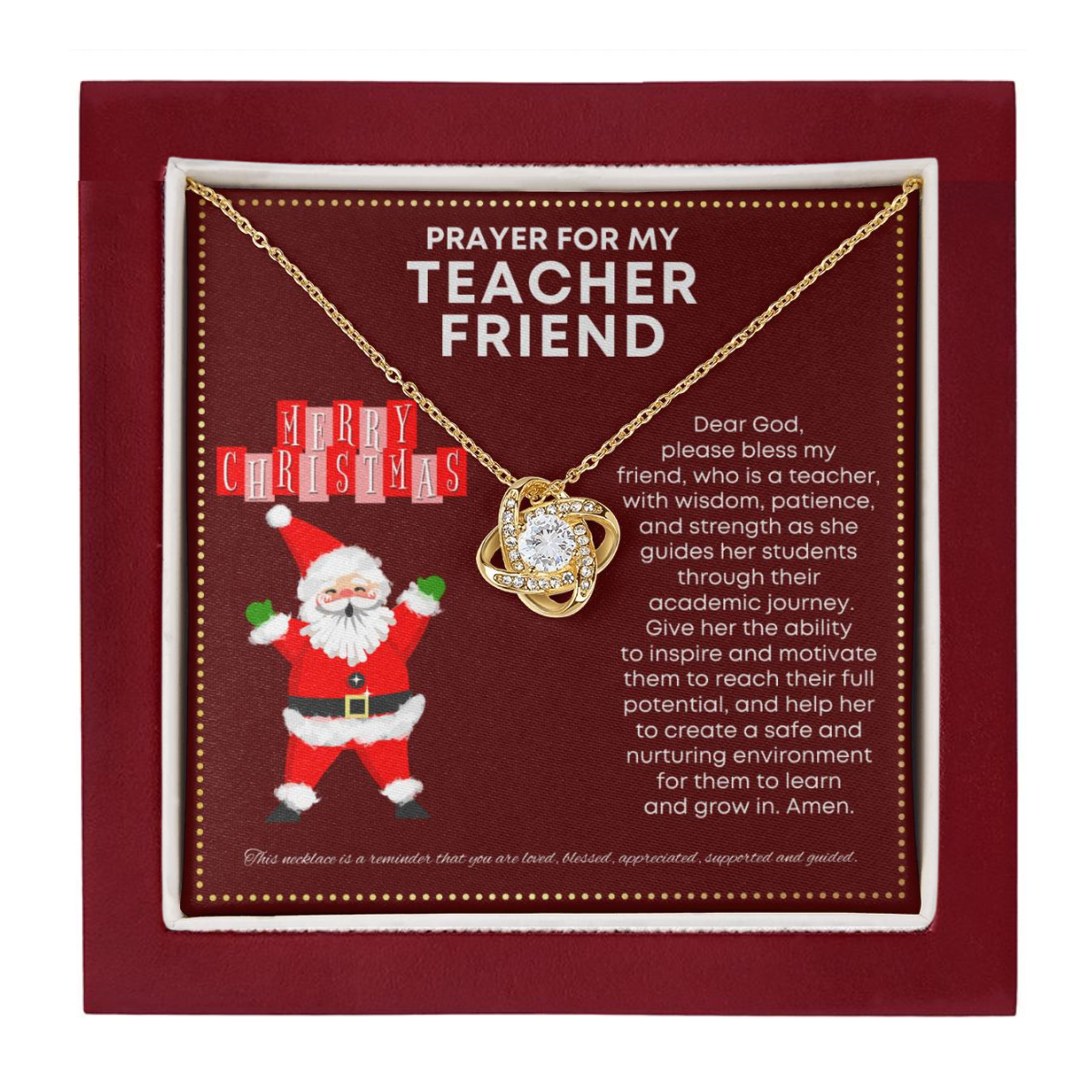 JGF Jewelry Gifts for Family Prayer For My Teacher Friend Christmas Prayer For You