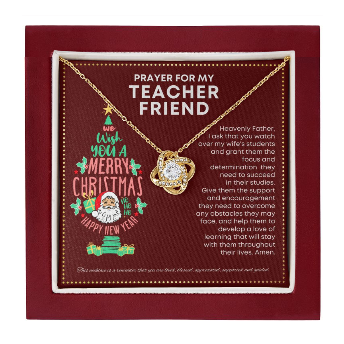 JGF Jewelry Gifts for Family I Love My Teacher Friend Christmas Prayer For You