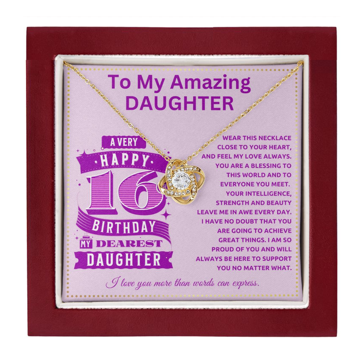 JGF Jewelry Gifts for Family Sweet 16th To My Daughter Birthday Turning 16