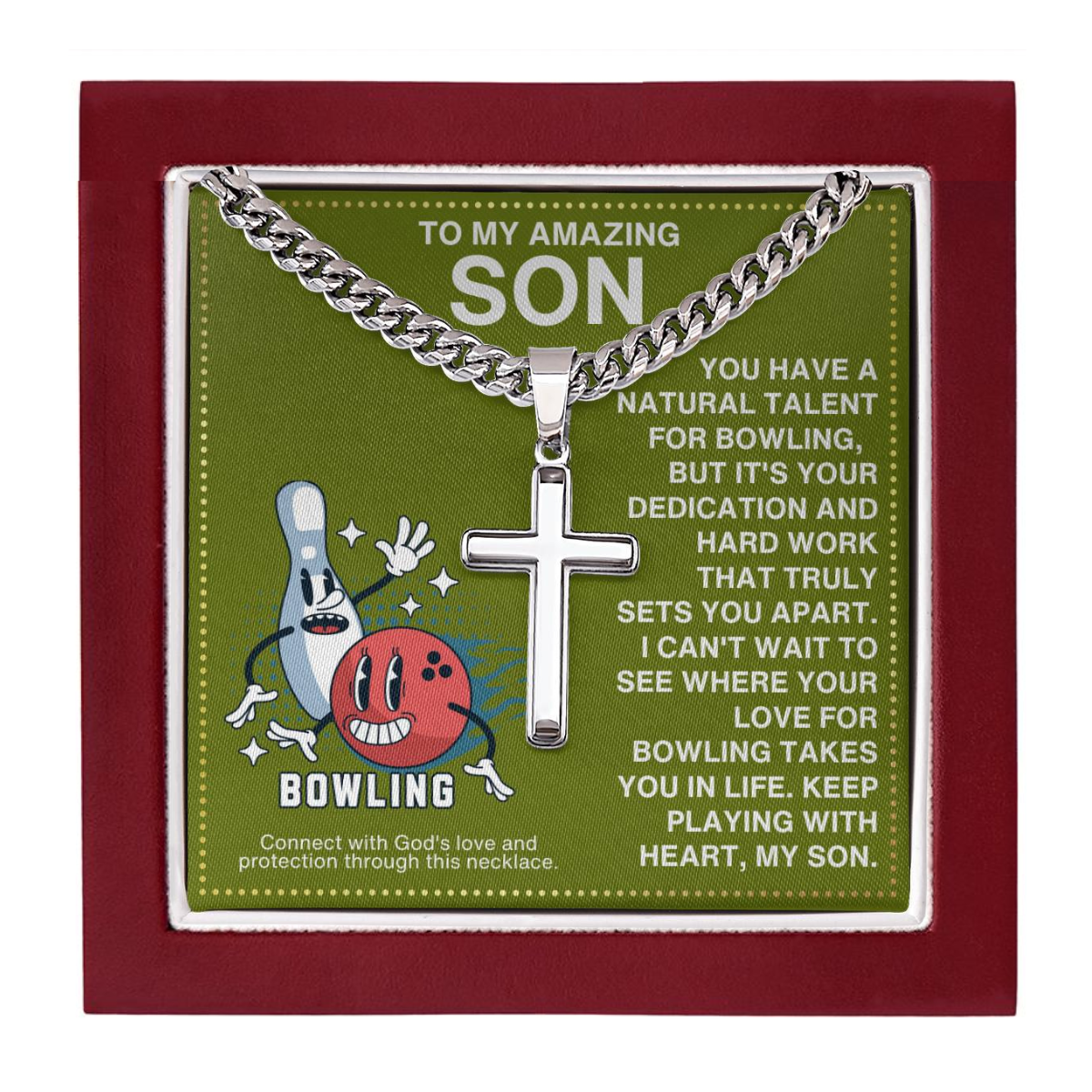 JGF Jewelry Gifts for Family Bowling Cross Necklace