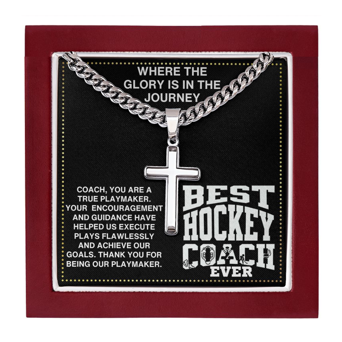 JGF Jewelry Gifts for Family Thank You Coach Hockey Necklace For Men