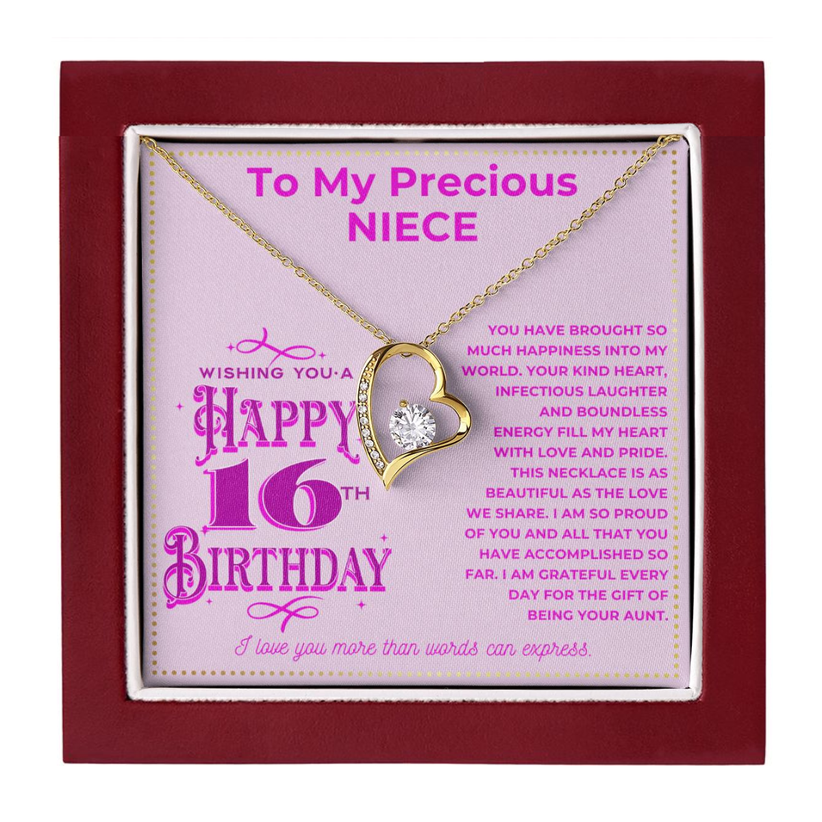 JGF Jewelry Gifts for Family Heart Necklace For Niece 16th Birthday From Uncle