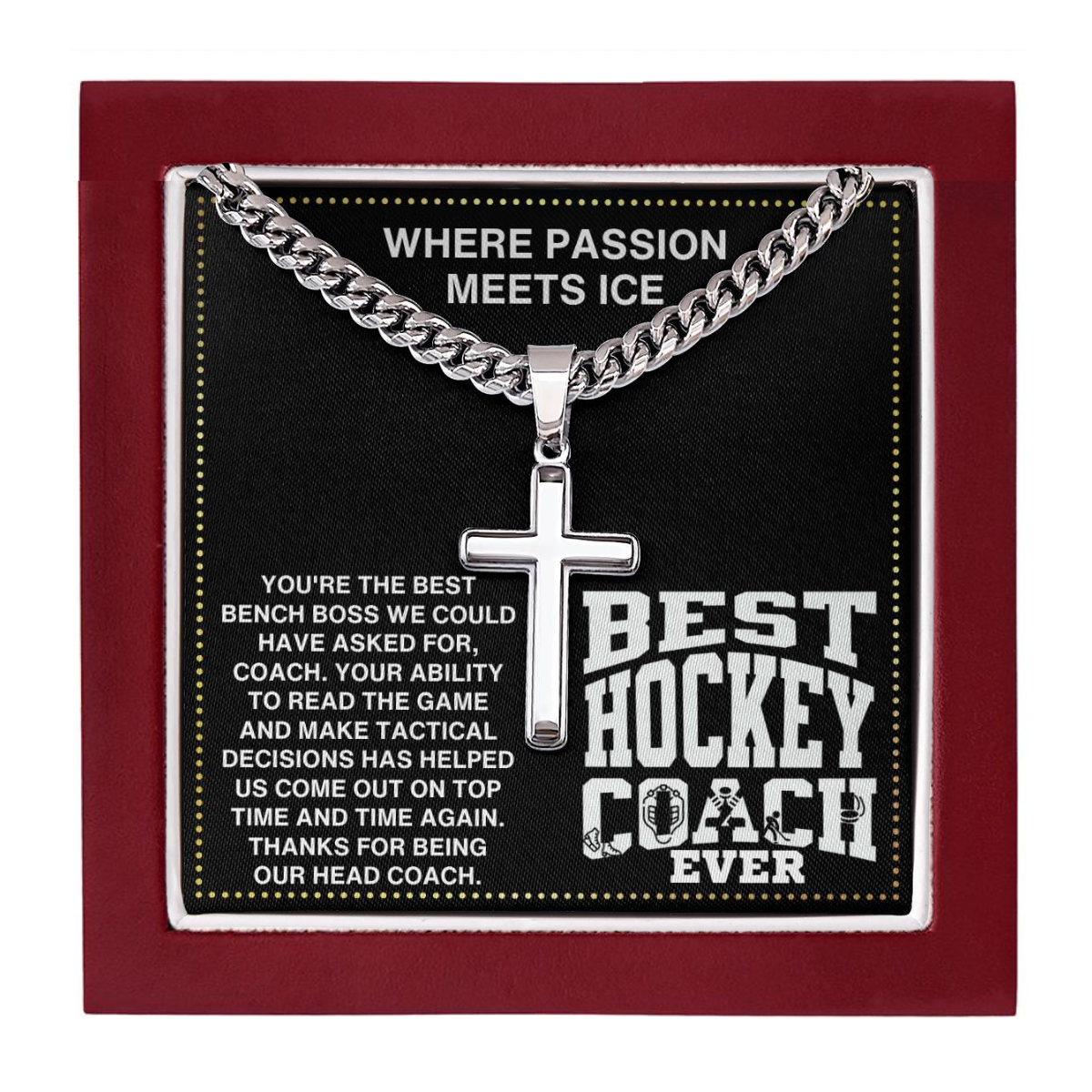 JGF Jewelry Gifts for Family Thank You Coach Ice Hockey Necklace