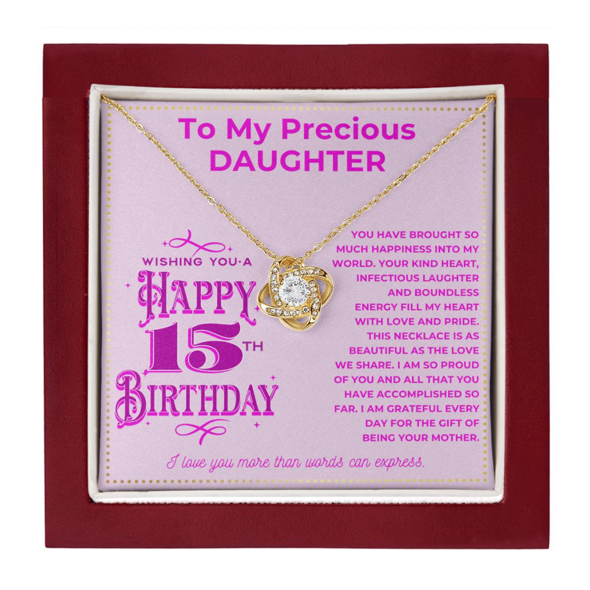 JGF Jewelry Gifts for Family To My Amazing Daughter 15th Birthday Necklace