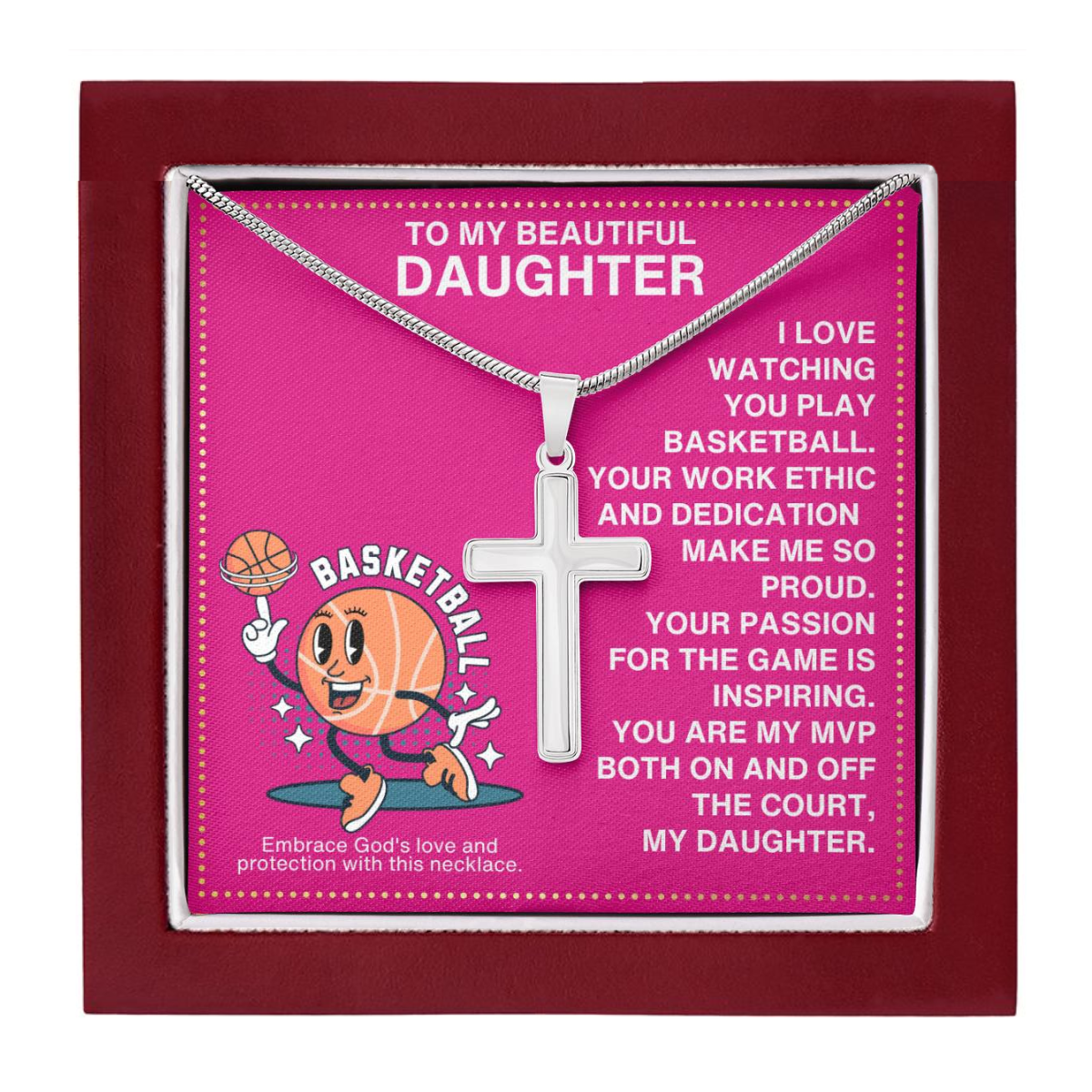 JGF Jewelry Gifts for Family Tennis Racket Cross Necklace For Daughter