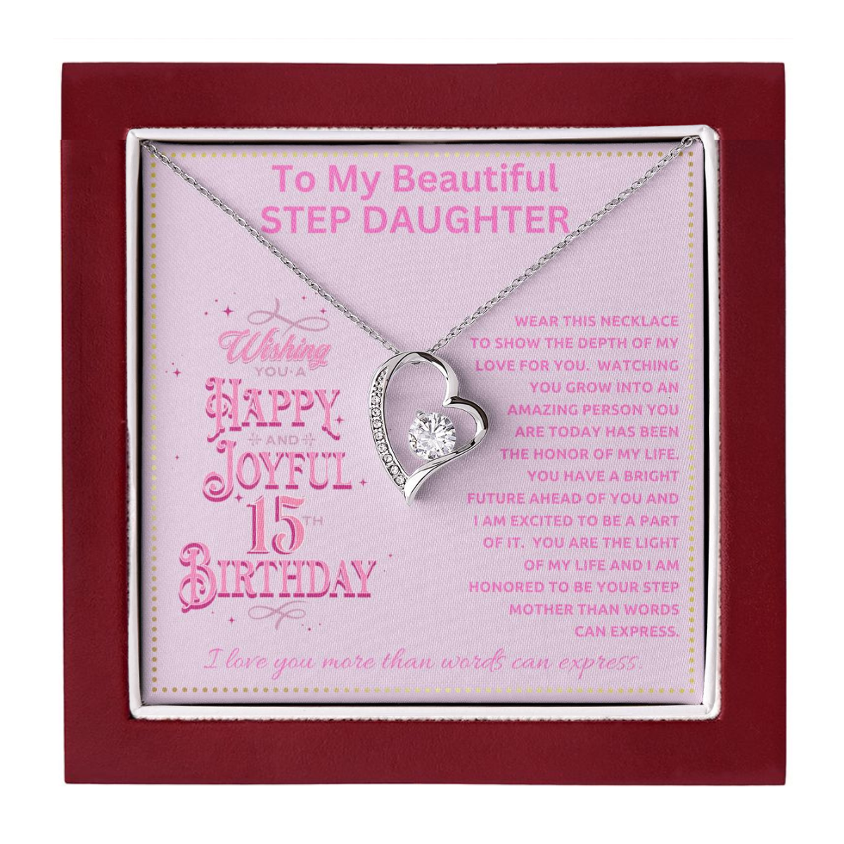 JGF Jewelry Gifts for Family To My Step Daughter 15th Birthday Gift Necklace