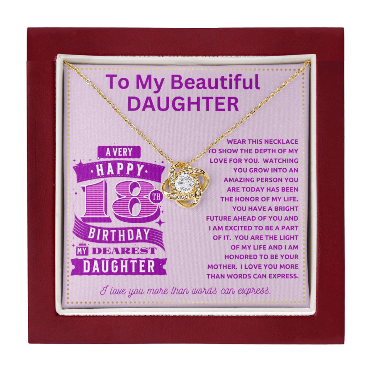 JGF Jewelry Gifts for Family Happy 18th Birthday Card For Daughter From Mom
