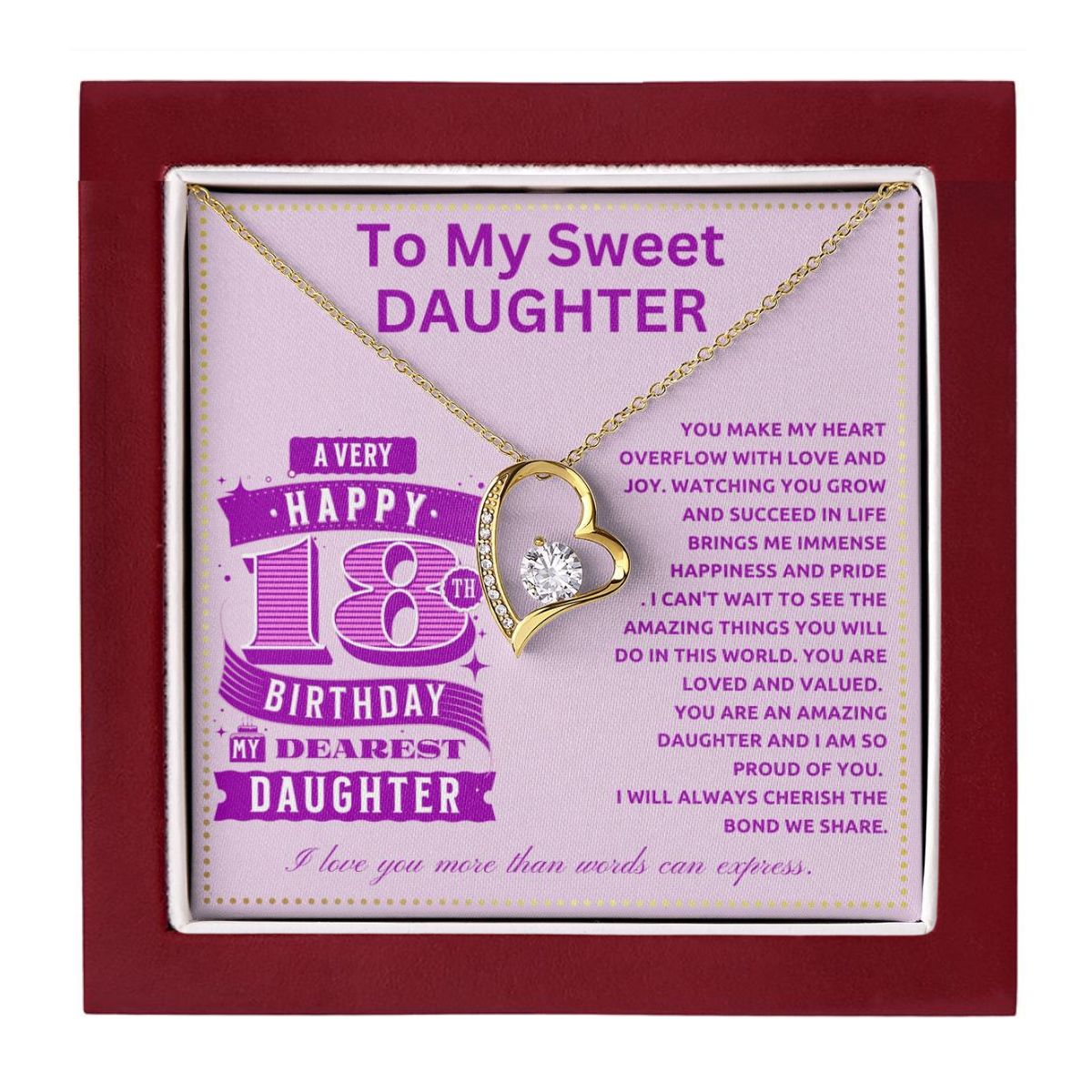JGF Jewelry Gifts for Family 18th Birthday Card Daughter Turning 18 Year Old Ideas