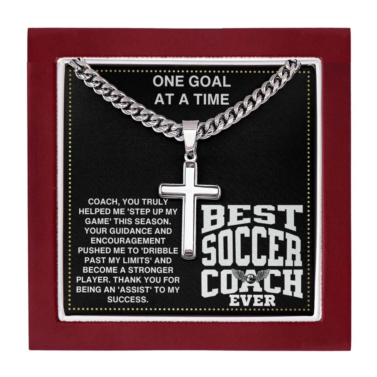 JGF Jewelry Gifts for Family Thank You Coach Soccer Cross Necklace