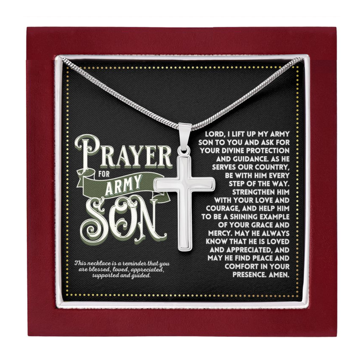 JGF Jewelry Gifts for Family My Son Is An Army Ranger US Army Prayer For Son