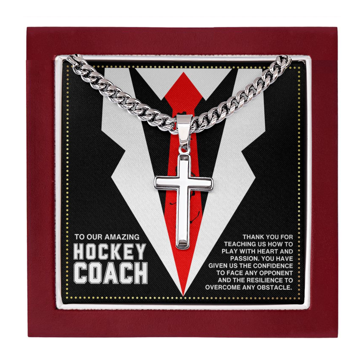 JGF Jewelry Gifts for Family Cross Necklace For Hockey Coach