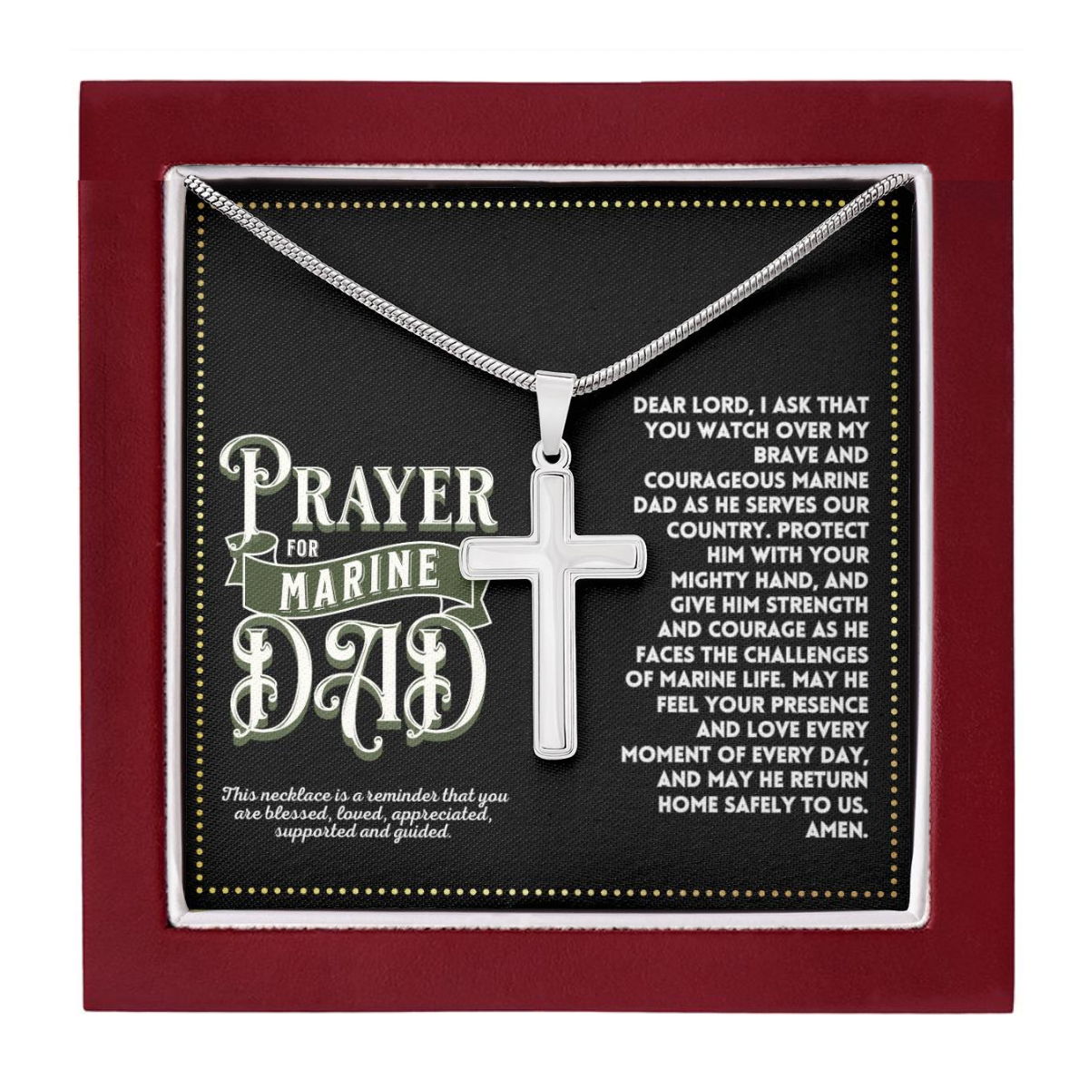 JGF Jewelry Gifts for Family Prayer For My Dad Is A Marine I Love My Marine Necklace