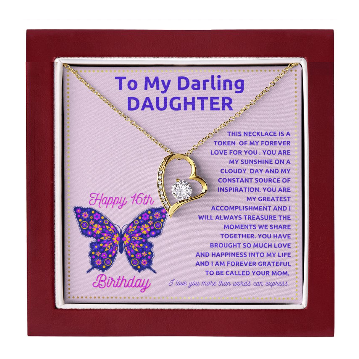 JGF Jewelry Gifts for Family Happy 16th Birthday Card Daughter From Mom