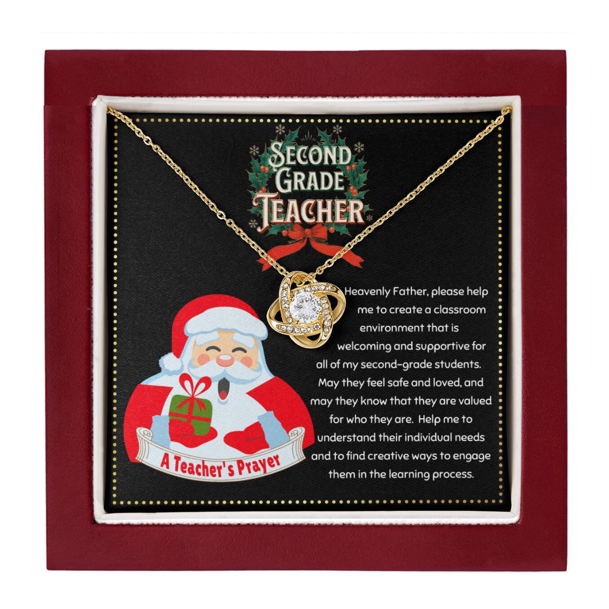 JGF Jewelry Gifts for Family 2nd Second Grade Teacher Prayer Necklace For Women Retirement