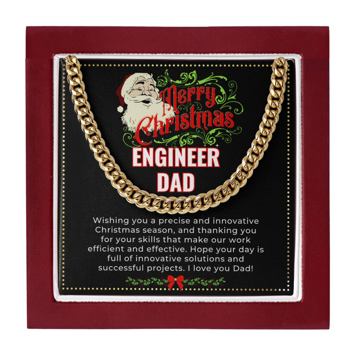 JGF Jewelry Gifts for Family | My Daddy Is A Mechanical Engineer | Christmas Necklace Gifts For Dad from Daughter and Son on Xmas
