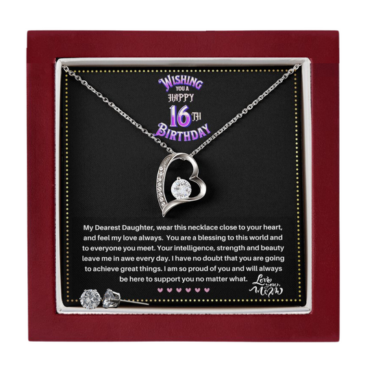 JGF Jewelry Gifts for Family | 16 Year Old Girl Birthday Gift Ideas | Heart Necklace And Earring Sets For Women