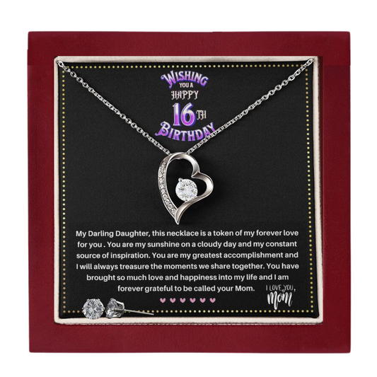 JGF Jewelry Gifts for Family | Happy 16th Birthday Gifts For Girls | Silver Heart Necklace And Earring Sets For Women Simple