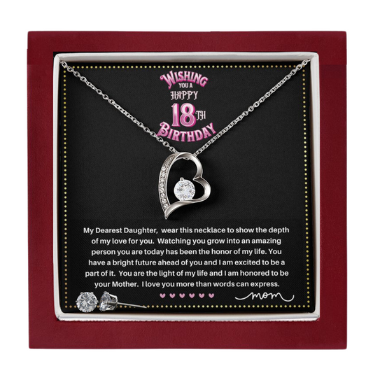 JGF Jewelry Gifts for Family | Birthday Gift for 18 Year Old Daughter |Heart Shaped Pendant Necklace and Earrings Set