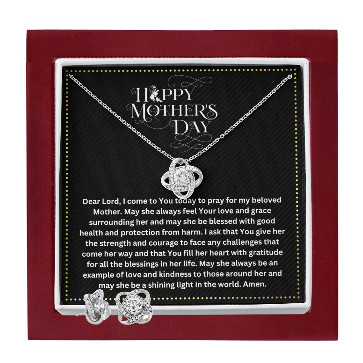 JGF Jewelry Gifts for Family | Prayer Gifts on Mother's Day for My Mom to Feel Special | Sterling Silver Cubic Zirconia Necklace and Earing Set