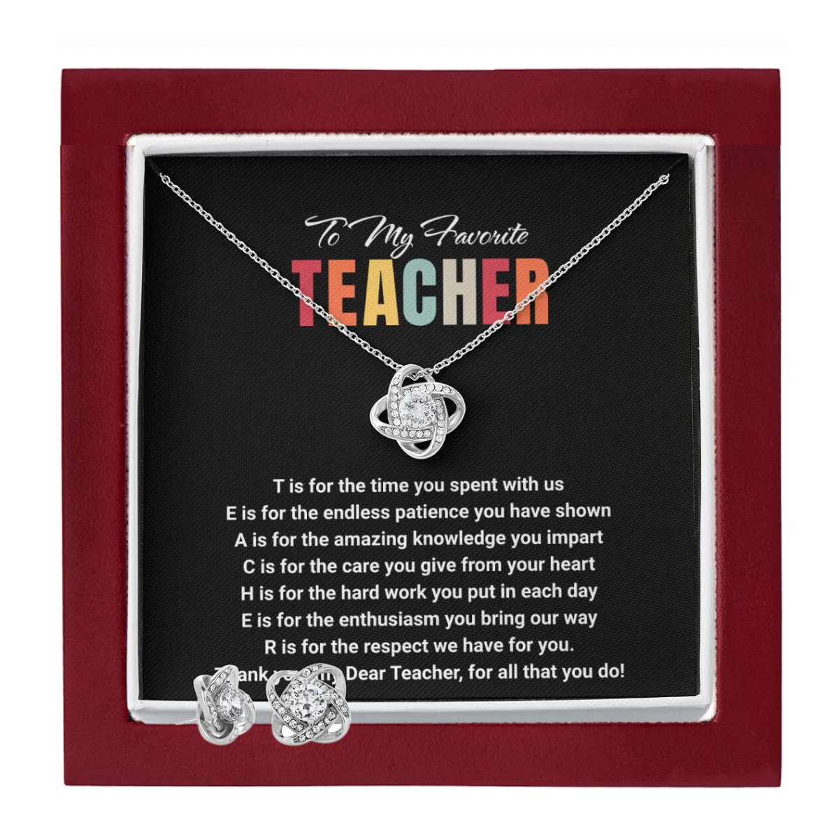 JGF Jewelry Gifts for Family: Silver Necklace and Earrings Set Farewell Gifts for High School Mentor Teachers