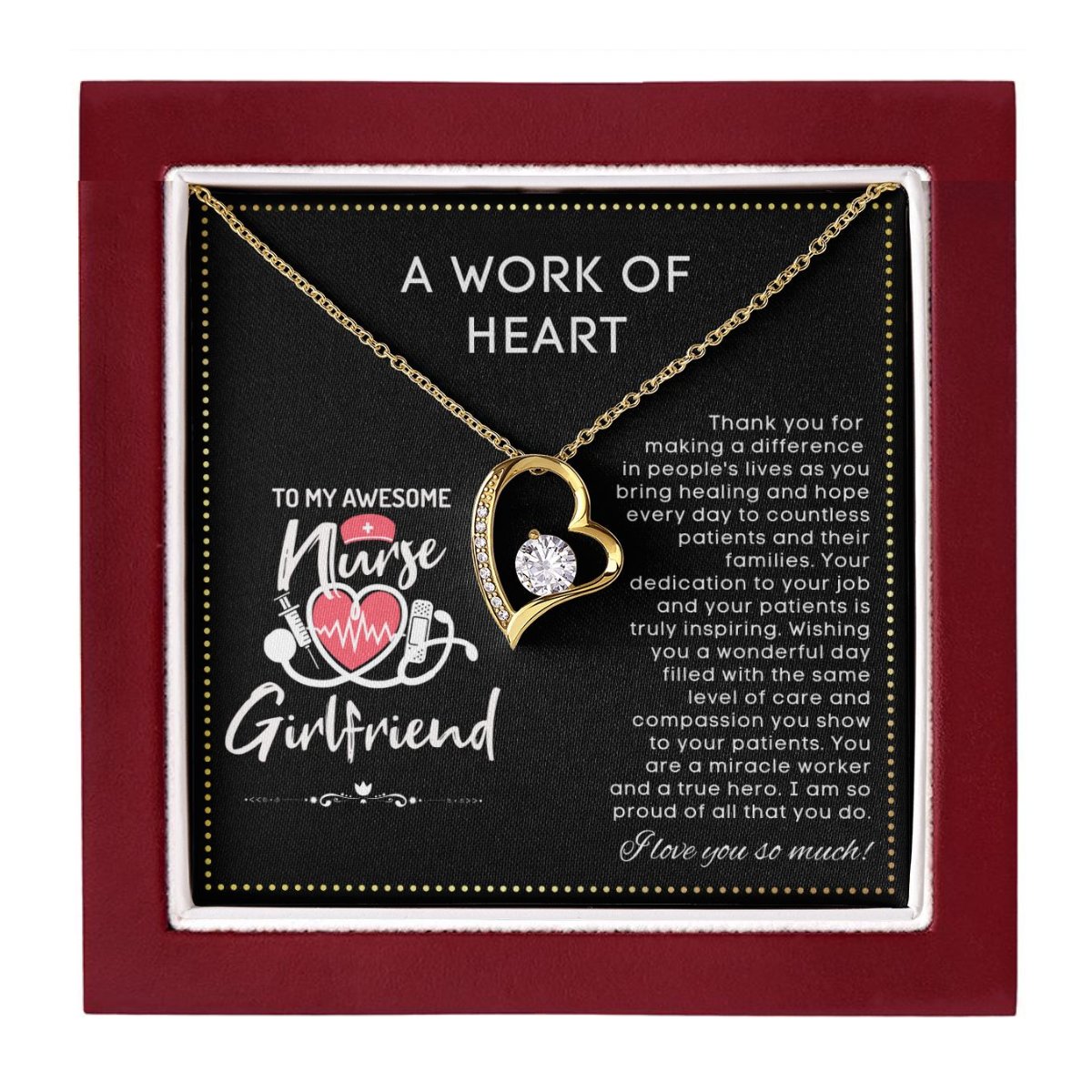 JGF Jewelry Gifts for Family | Nurse Girlfriend Gifts From Boyfriend Necklace | RN Nurse Graduation Gift Ideas