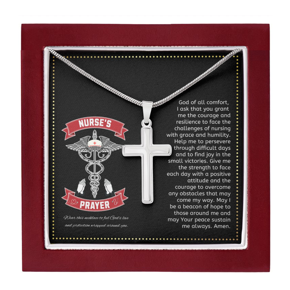 JGF Jewelry Gifts for Family | Relax Keep Calm My Mom Is A Nurse Practitioner | Cross Necklace Prayer Gifts