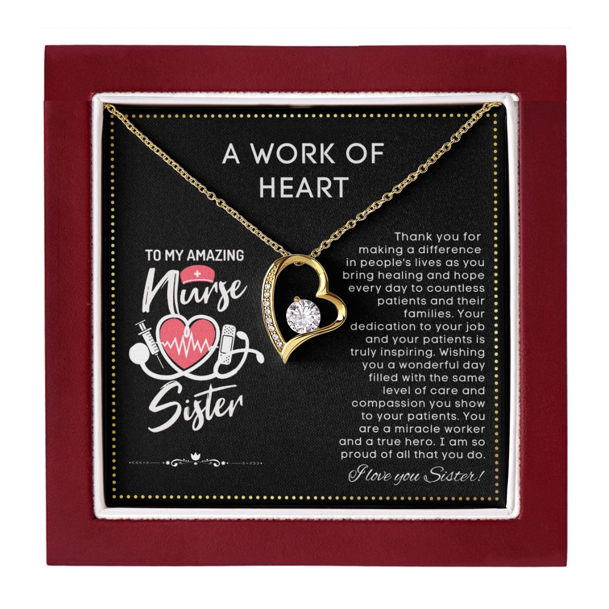 JGF Jewelry Gifts for Family | Nurse Appreciation Gifts For Sister Necklace | Nurses Week Gifts Sister