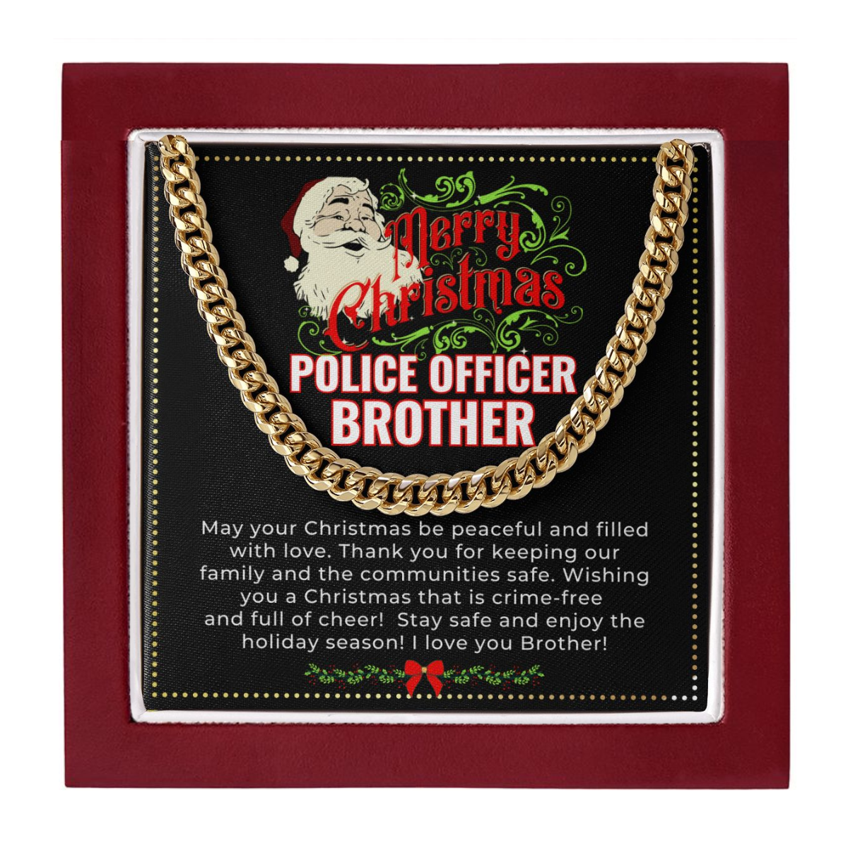 JGF Jewelry Gifts for Family | My Big Brother Is A Police Officer Necklace Christmas Gifts For Men