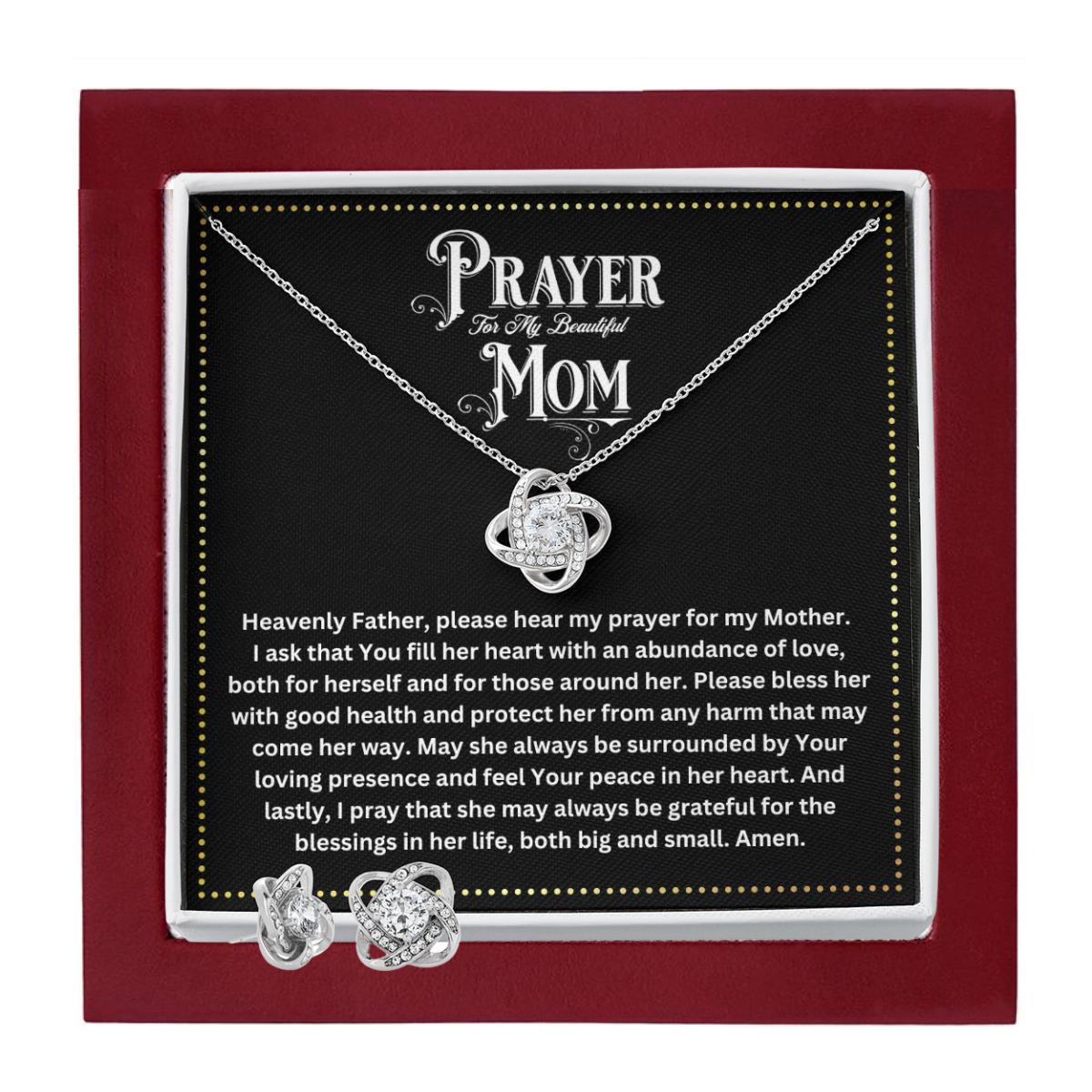 JGF Jewelry Gifts for Family | Simple Silver Earring and Necklace Set for Women | Prayer for Mother In Law Gift Basket Alternative Item Ideas