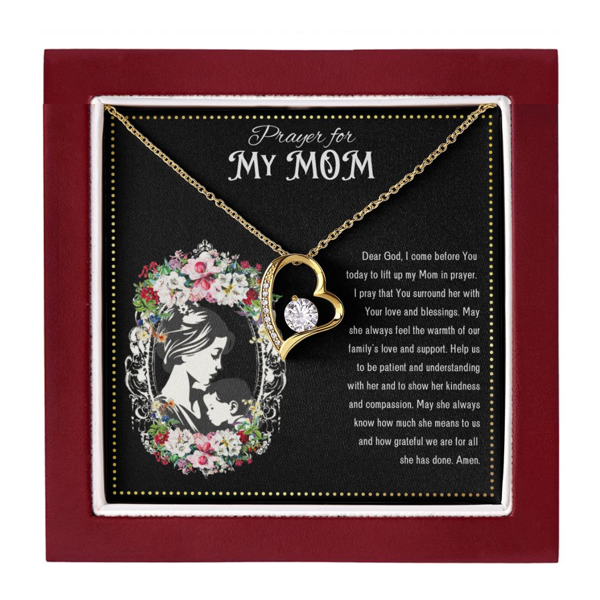 JGF Jewelry Gifts for Family | Mother's Day Gifts I Love You Mom Heart Necklace | Happy Birthday Prayer For Mother