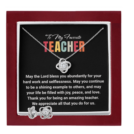 JGF Jewelry Gifts for Family: Goodbye Thank You Teacher Appreciation Necklace and Earrings Set Gifts from Students