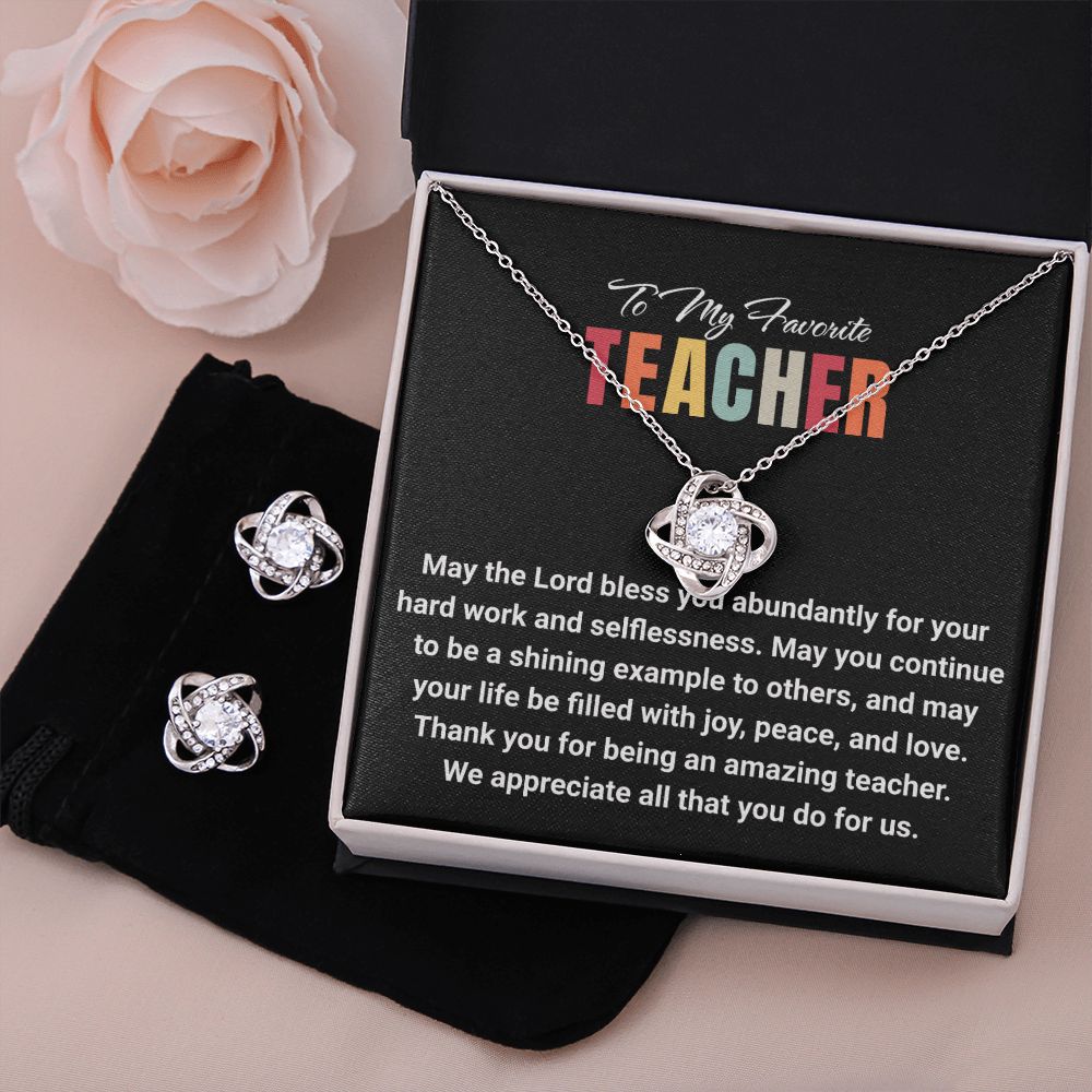 JGF Jewelry Gifts for Family: Goodbye Thank You Teacher Appreciation Necklace and Earrings Set Gifts from Students