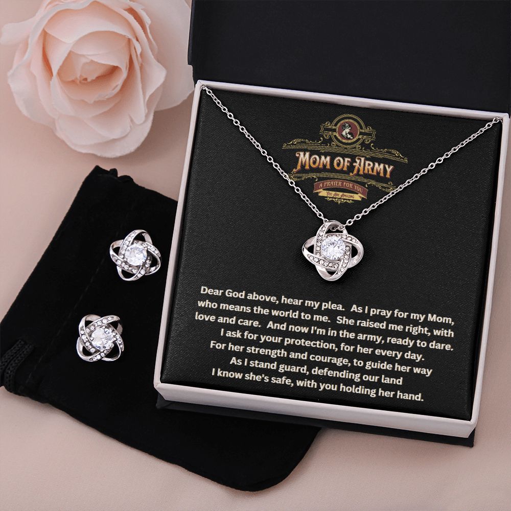 JGF Jewelry Gifts for Family | Proud Army Mom | Necklace and Earrings Jewelry Set for Women | A Prayer for Mom