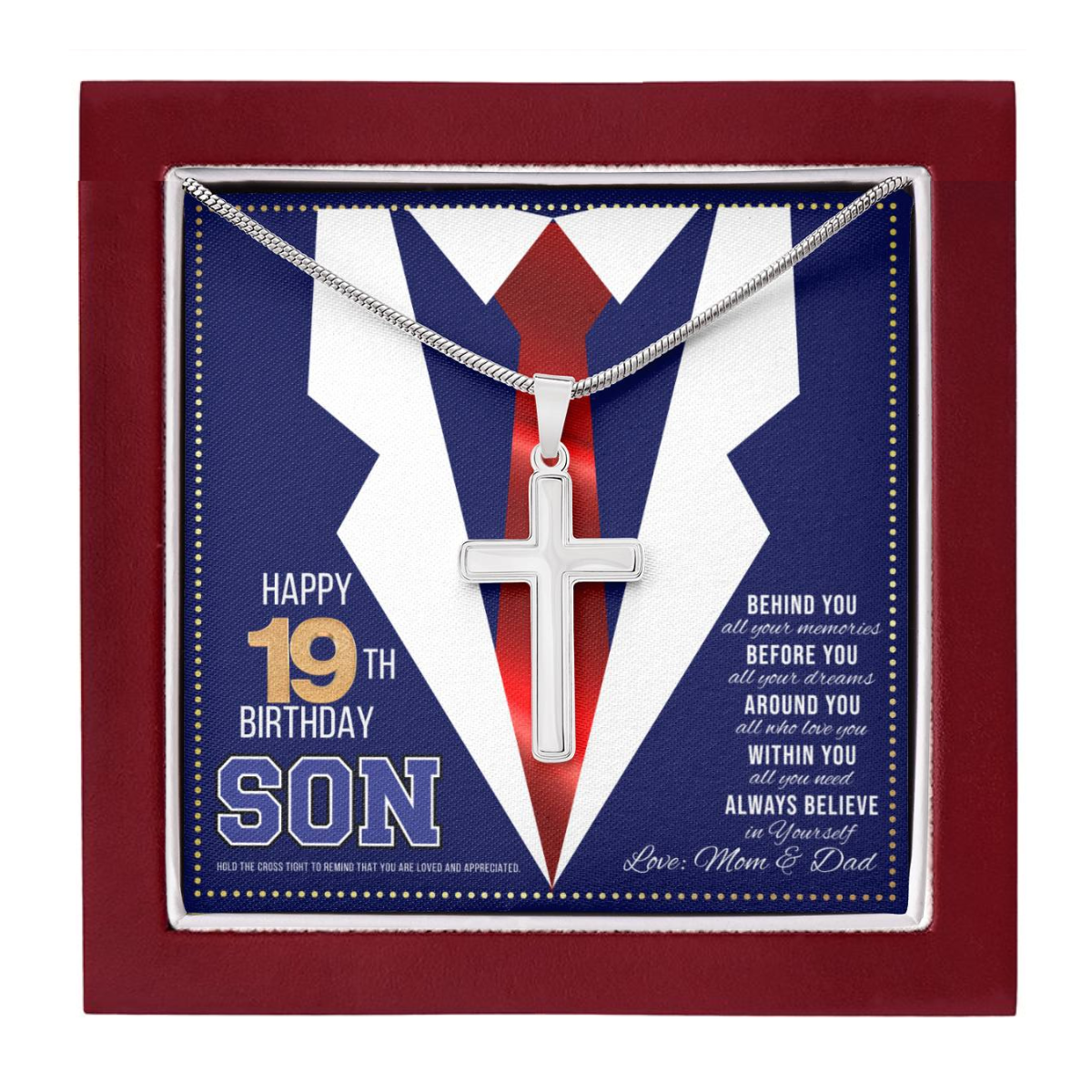 JGF Jewelry Gifts for Family Happy 19th Birthday Card For Son Gifts for 19 Year Old Son